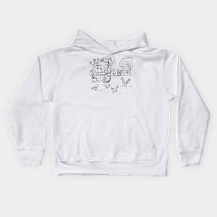 Cute Doodle Cat Farm Kids Hoodie